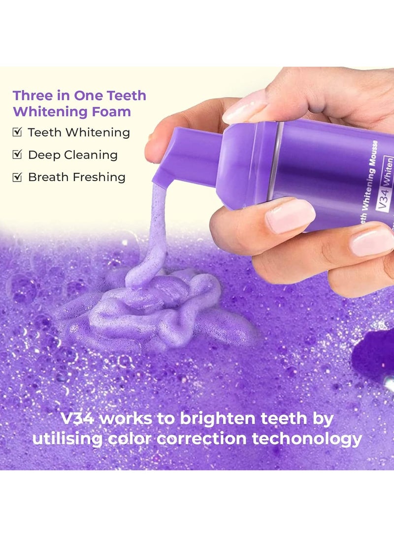 Lanthome V34 purple toothpaste for teeth whitening, color correcting whitening toothpaste, tooth color correcting serum, purple toothpaste, stain removal, whitening toothpaste. (50ml) - Image 2