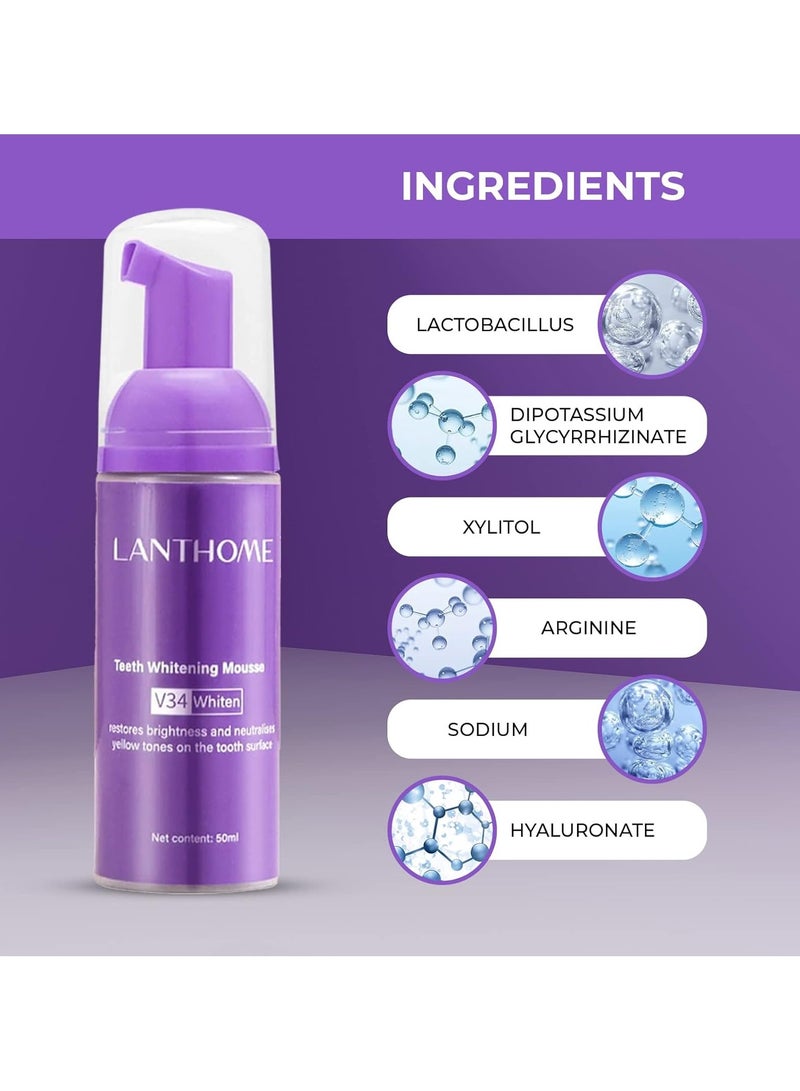 Lanthome V34 purple toothpaste for teeth whitening, color correcting whitening toothpaste, tooth color correcting serum, purple toothpaste, stain removal, whitening toothpaste. (50ml) - Image 3