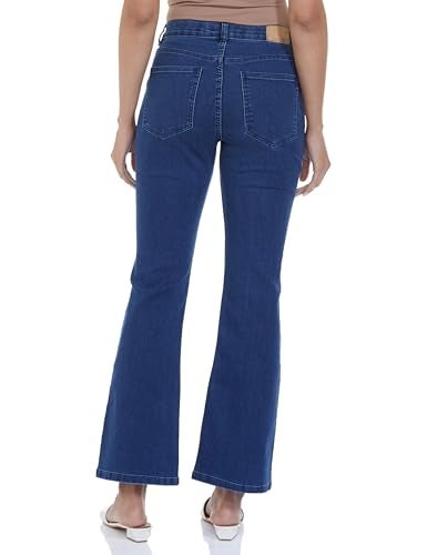 INKD Women's Flared Bootcut Pullon Jeans - Mid Rise| Enzyme Wash | Classic 5 Pocket Styling (INKSS24WJN-406-Sapphire Sky-30) - Image 2