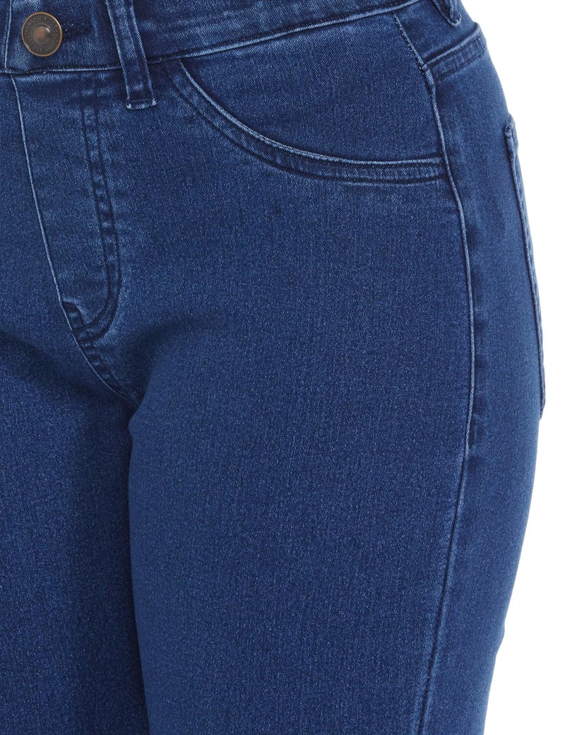 INKD Women's Flared Bootcut Pullon Jeans - Mid Rise| Enzyme Wash | Classic 5 Pocket Styling (INKSS24WJN-406-Sapphire Sky-30) - Image 3