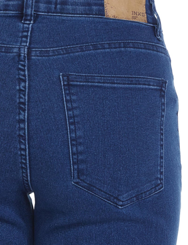 INKD Women's Flared Bootcut Pullon Jeans - Mid Rise| Enzyme Wash | Classic 5 Pocket Styling (INKSS24WJN-406-Sapphire Sky-30) - Image 4