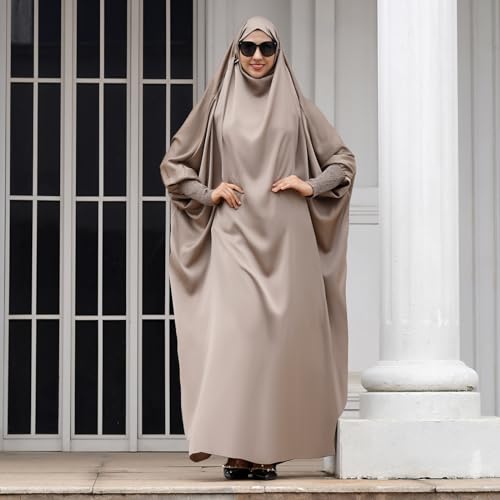 IKADEX Jilbab for Muslim Women Hooded Abaya Kaftan Dress Hijab Chador OnePiece Loose Fit Arabic Islamic Prayer Robe Taro - Image 3
