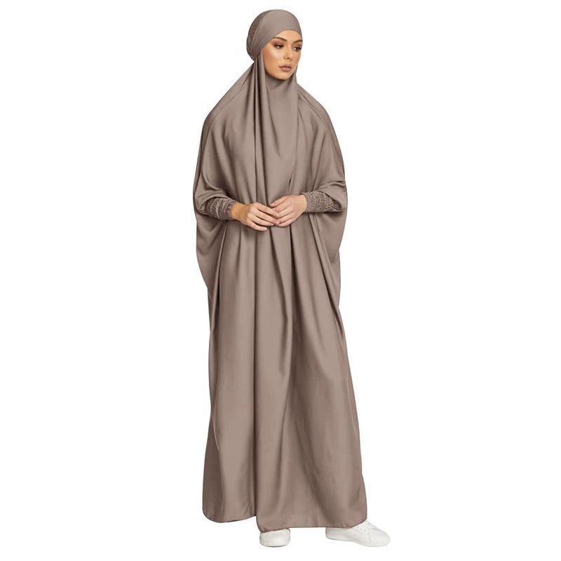 IKADEX Jilbab for Muslim Women Hooded Abaya Kaftan Dress Hijab Chador OnePiece Loose Fit Arabic Islamic Prayer Robe Taro - Image 2