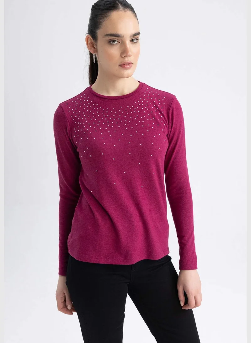 DeFacto Woman Crew Neck Knitted Long Sleeve T-Shirt