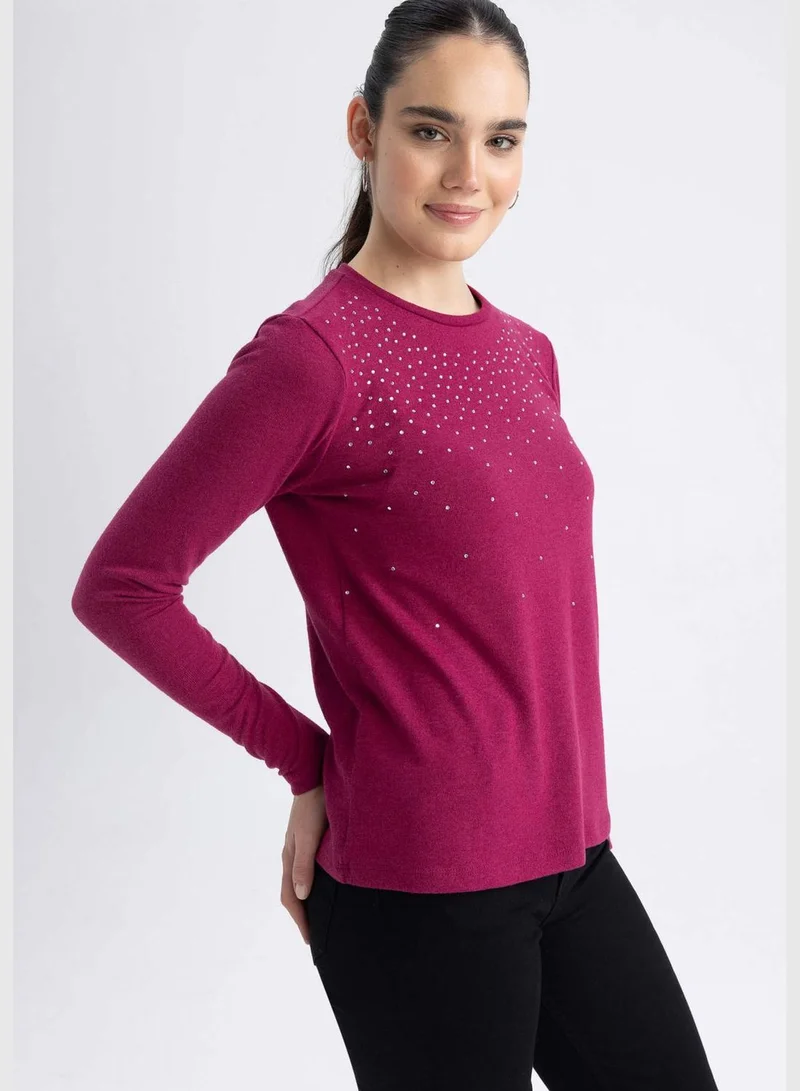 DeFacto Woman Crew Neck Knitted Long Sleeve T-Shirt