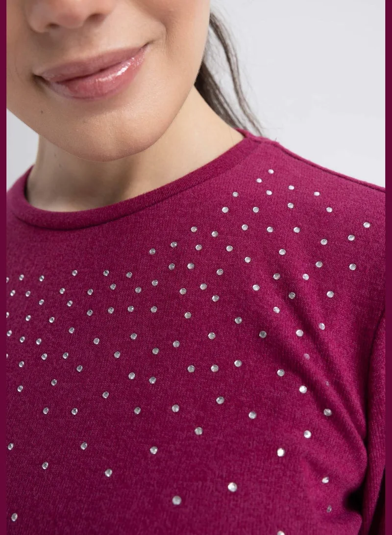 DeFacto Woman Crew Neck Knitted Long Sleeve T-Shirt