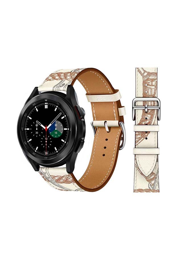 Perfii Genuine Leather Replacement Band for Samsung Galaxy Watch4 42/46mm Brown - Image 1