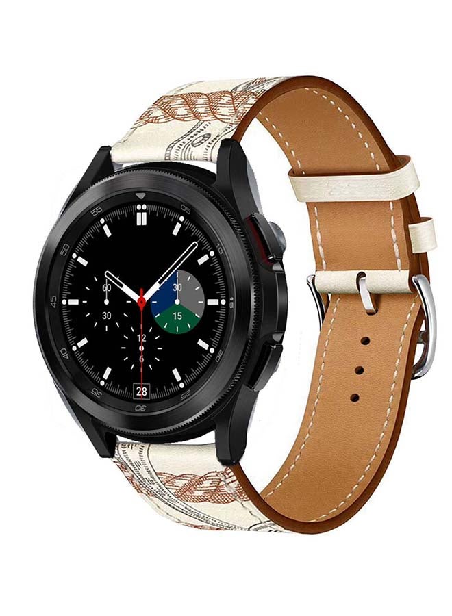 Perfii Genuine Leather Replacement Band for Samsung Galaxy Watch4 42/46mm Brown - Image 2