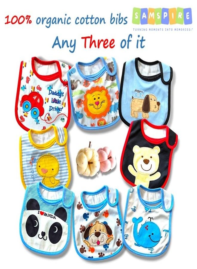 SAMSPIRE 100% organic cotton bibs, for 0 to 12 months, food bibs for both baby boy and girl, three layer waterproof bibs, soft and durable (BIBS-BOY & GIRL) - Image 2