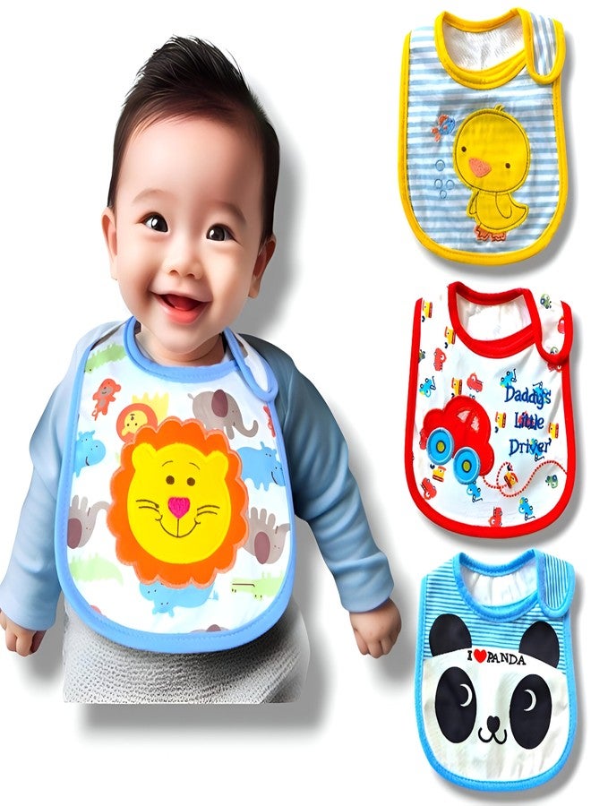 SAMSPIRE 100% organic cotton bibs, for 0 to 12 months, food bibs for both baby boy and girl, three layer waterproof bibs, soft and durable (BIBS-BOY & GIRL) - Image 1
