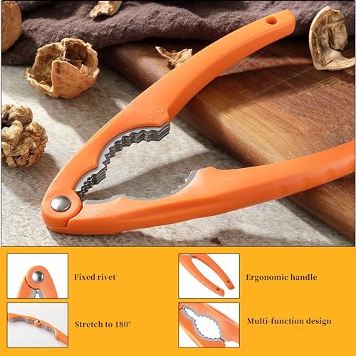 VITUER NutCracker, Stainless Steel Nut Crackers for All Nuts, Heavy Duty Nutcracker Tool for Walnet, Pencan, Chestnut, Crab, Lobster and More, Ergonomic Handle (Orange) - Image 3