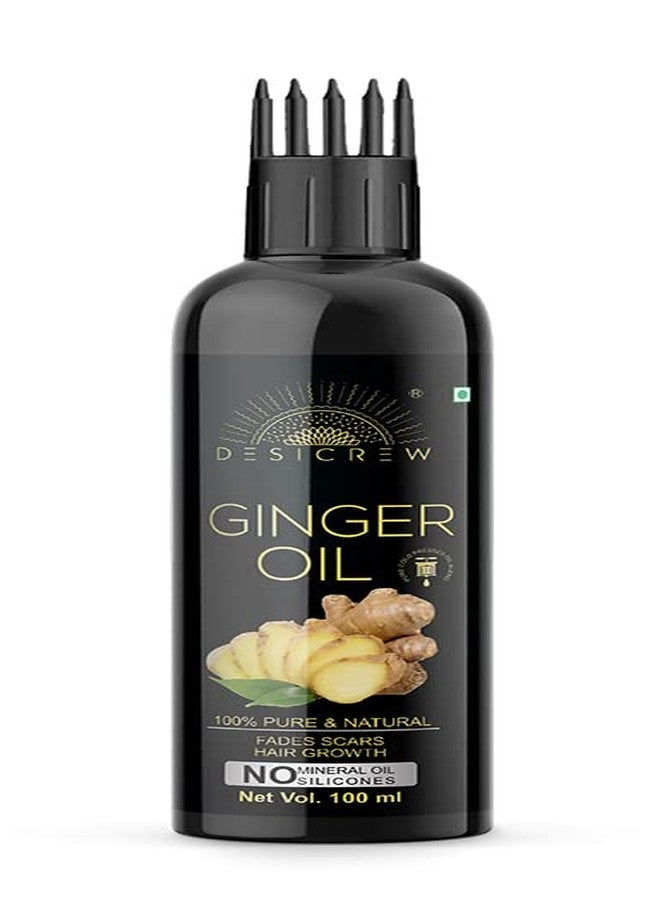 DESICREW Pure Ginger Hair Oil with comb Applicator - Cold Pressed - For Anti Hair Loss Treatment Hair Oil (100 ml) - Image 1