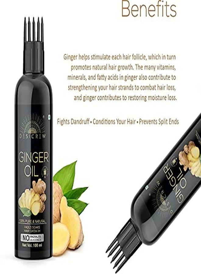 DESICREW Pure Ginger Hair Oil with comb Applicator - Cold Pressed - For Anti Hair Loss Treatment Hair Oil (100 ml) - Image 5