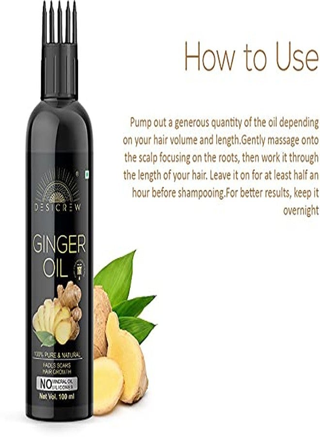 DESICREW Pure Ginger Hair Oil with comb Applicator - Cold Pressed - For Anti Hair Loss Treatment Hair Oil (100 ml) - Image 4