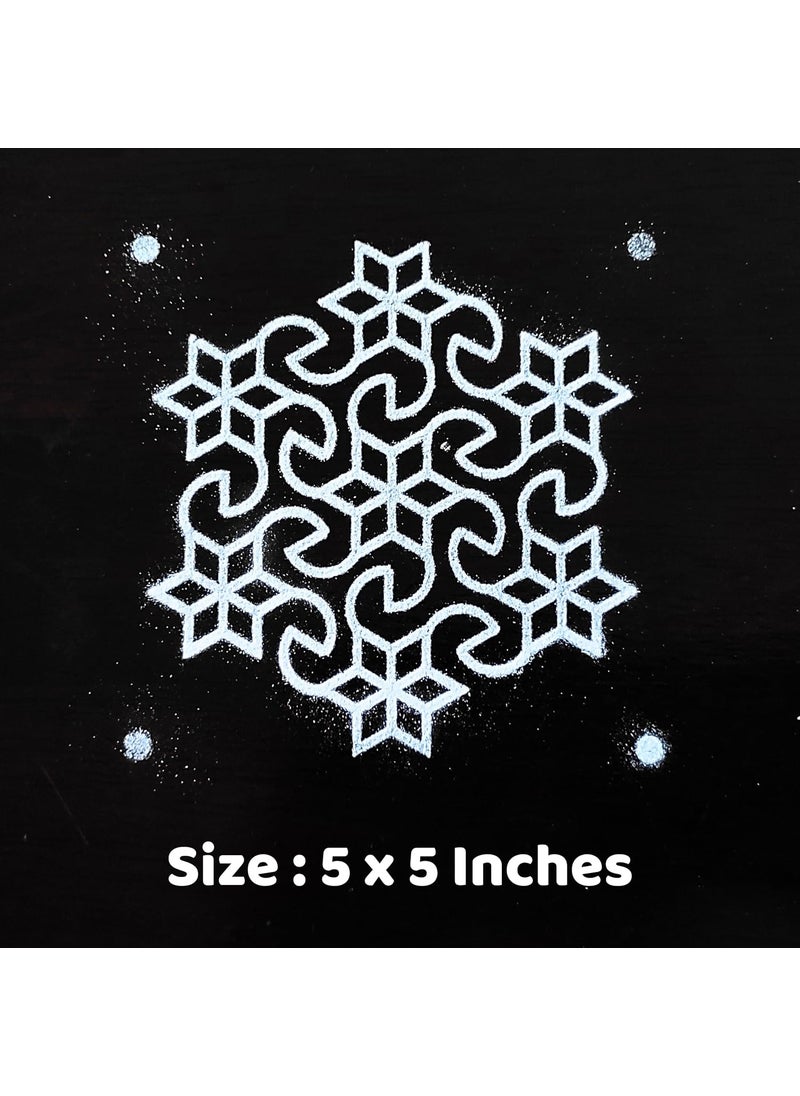 anciently Anciently Star Pulli Kolam Rangoli Stencil Wooden, Rangoli Sacha Wooden, 1 Piece (5x5 Inches)  - Image 2