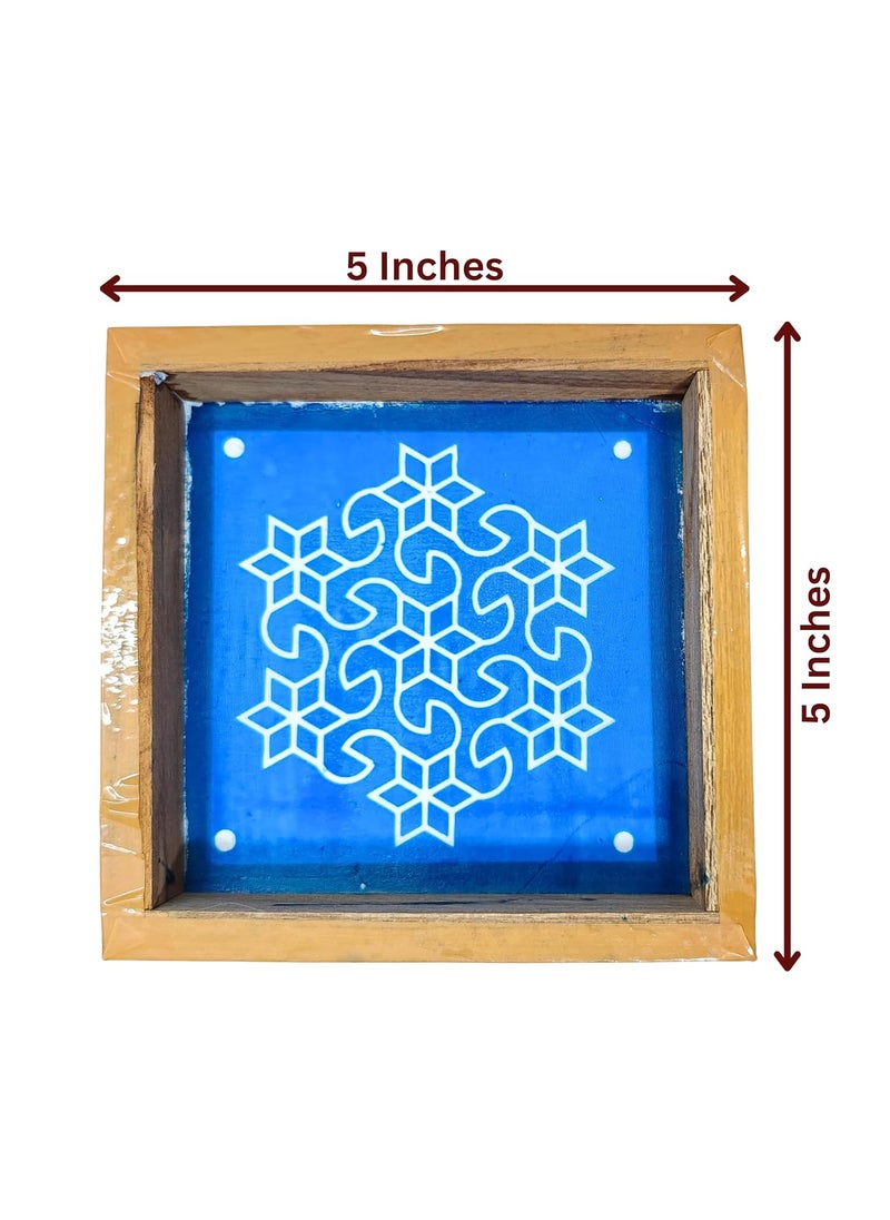 anciently Anciently Star Pulli Kolam Rangoli Stencil Wooden, Rangoli Sacha Wooden, 1 Piece (5x5 Inches)  - Image 3