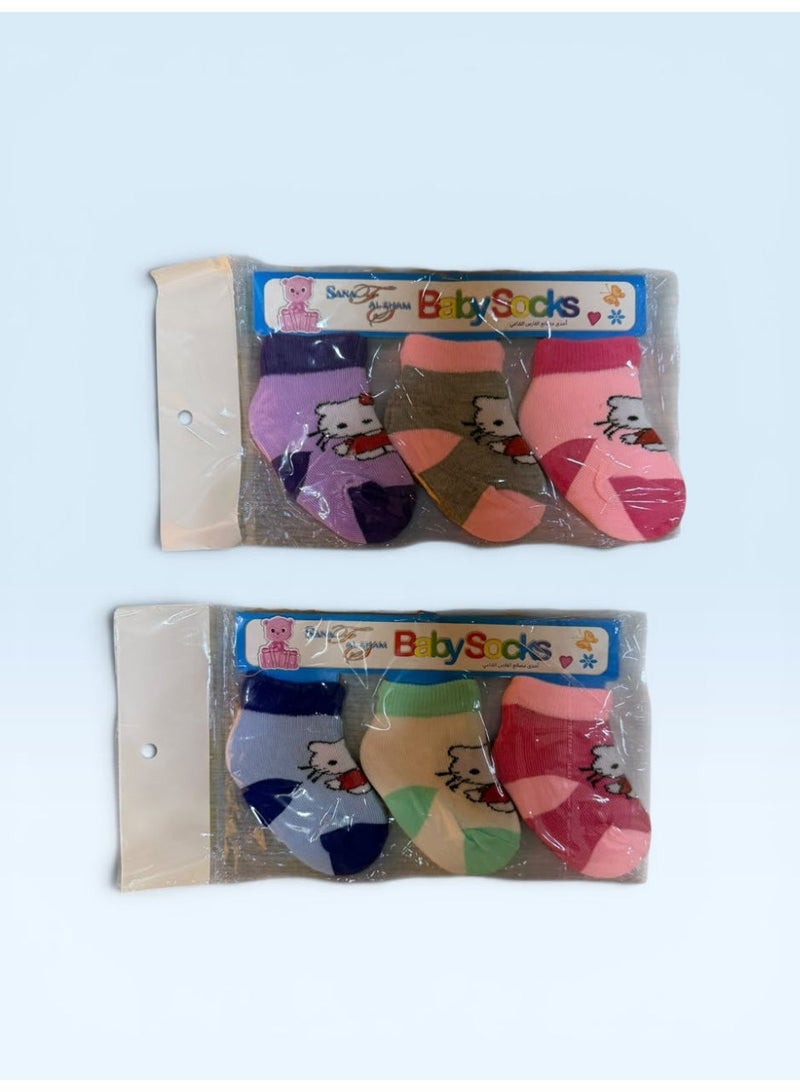 Hello Kity Al-Fares Al-Shami Baby Ankle Socks with Cartoon Designs, 6 Pairs, Assorted Designs - Image 4