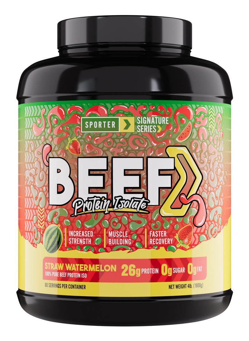 SPORTER Sporter Beef Protein Isolate – 60 Servings | 26.4g Protein Per Scoop | Zero Fat, Sugar & Carbs | Strawberry Watermelon Flavor | Lactose-Free | No Amino Spiking or Fillers | Pure Muscle Recovery Fuel  - Image 1