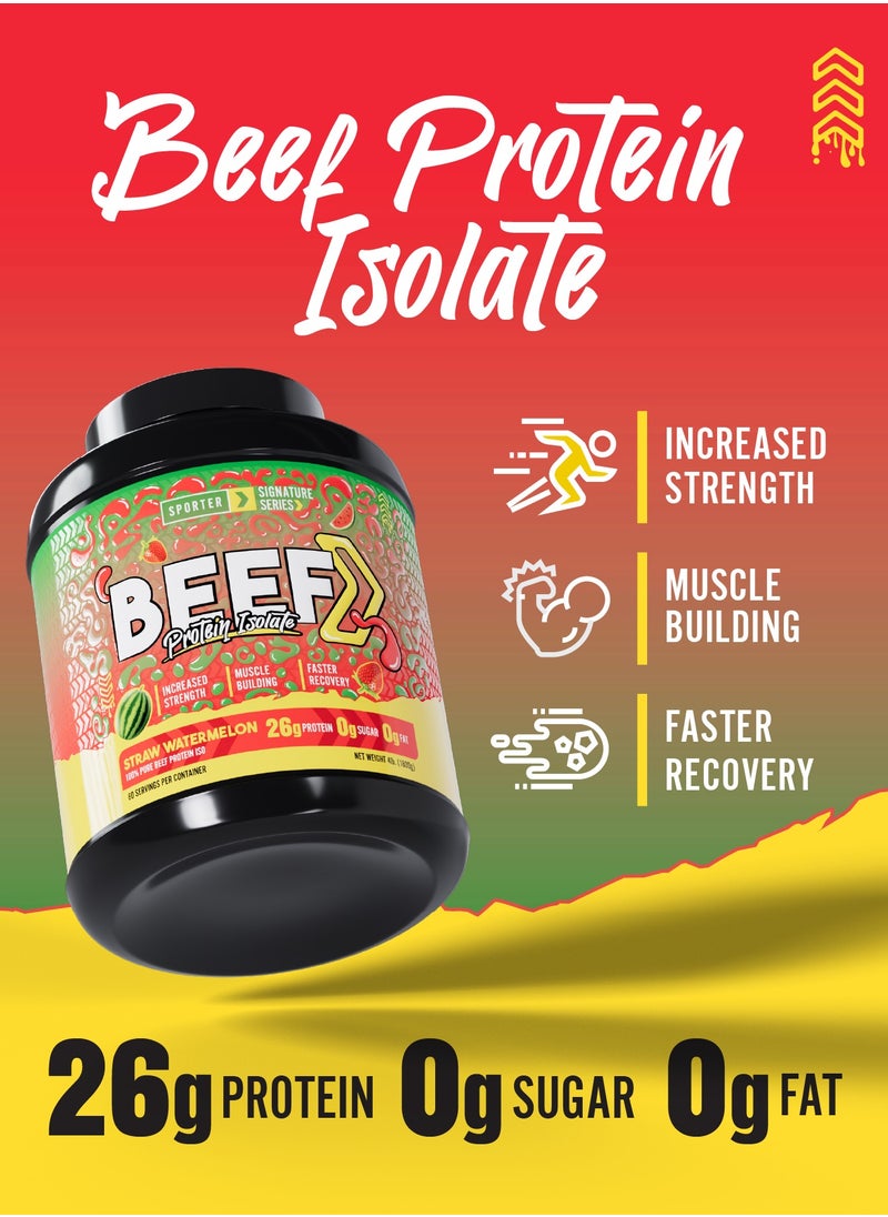 SPORTER Sporter Beef Protein Isolate – 60 Servings | 26.4g Protein Per Scoop | Zero Fat, Sugar & Carbs | Strawberry Watermelon Flavor | Lactose-Free | No Amino Spiking or Fillers | Pure Muscle Recovery Fuel  - Image 4