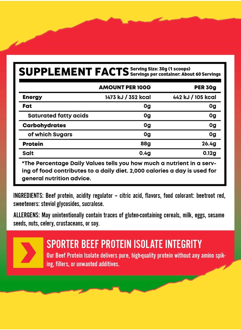 SPORTER Sporter Beef Protein Isolate – 60 Servings | 26.4g Protein Per Scoop | Zero Fat, Sugar & Carbs | Strawberry Watermelon Flavor | Lactose-Free | No Amino Spiking or Fillers | Pure Muscle Recovery Fuel  - Image 5