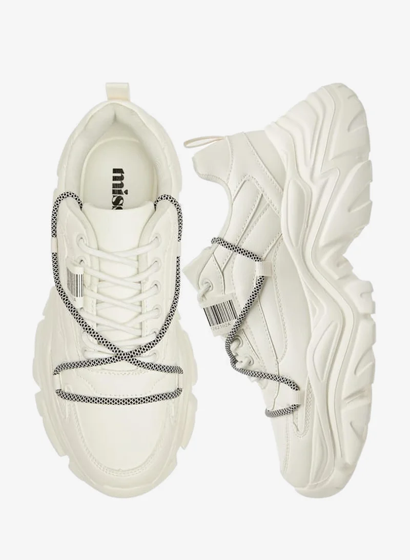 MISSY Women's Pull Tab Detail Lace-Up Ankle Sneakers