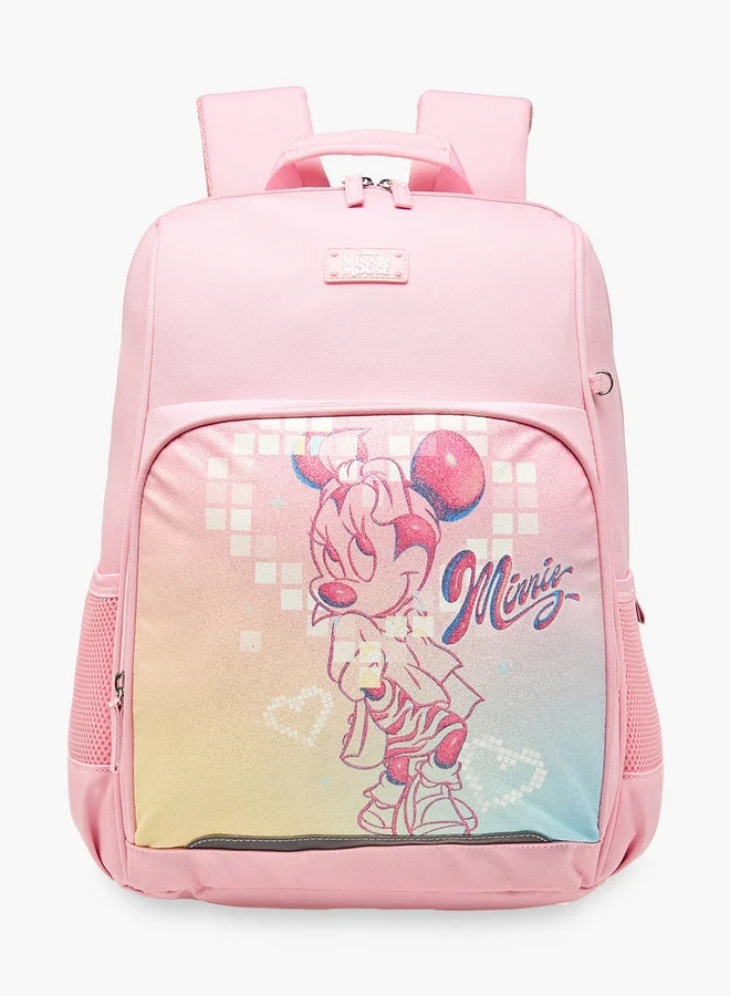 Disney Girls Minnie Mouse Print School Backpack with Adjustable Straps and Zip Closure - 13x31x41 cm