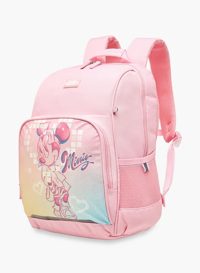 Disney Girls Minnie Mouse Print School Backpack with Adjustable Straps and Zip Closure - 13x31x41 cm