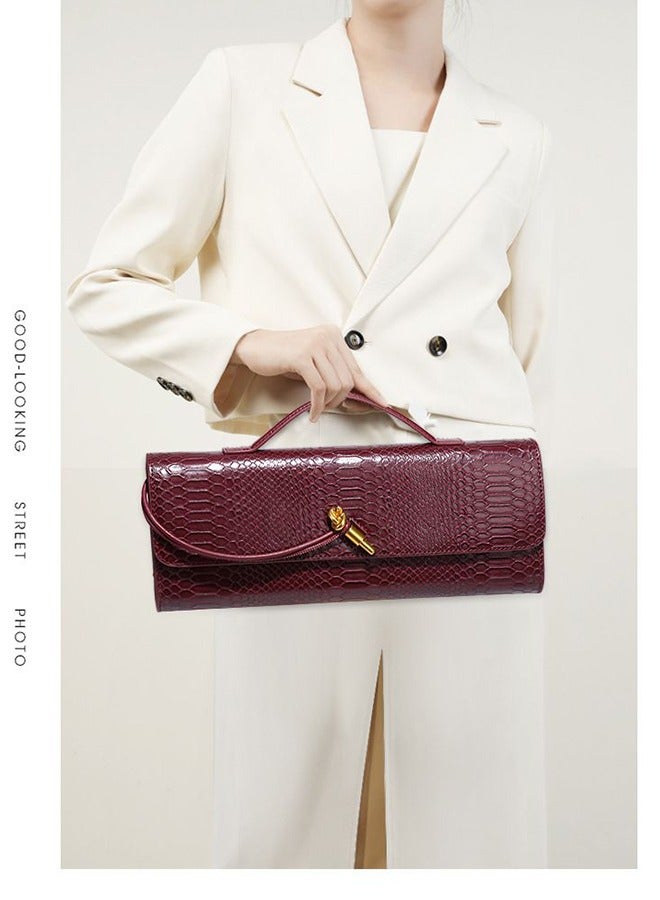 بليه روان شنطة يد نسائية فاخرة بنقشة جلد الثعبان – حقيبة نسائية أنيقة مع قفل ذهبي | شنطة كتف ماركة للسهرات والحفلات والاستخدام اليومي - Image 1