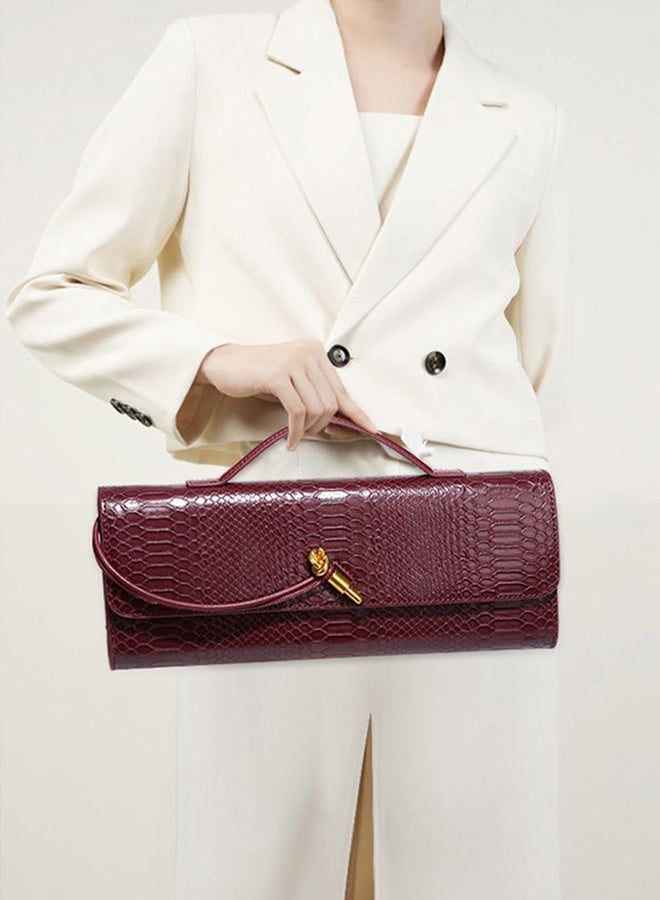 بليه روان شنطة يد نسائية فاخرة بنقشة جلد الثعبان – حقيبة نسائية أنيقة مع قفل ذهبي | شنطة كتف ماركة للسهرات والحفلات والاستخدام اليومي - Image 1