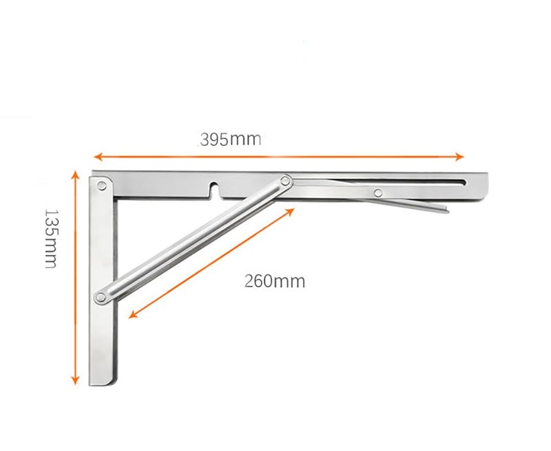 Teng Lang Folding Shelf Brackets Max Load 330 lb Heavy Duty Stainless Steel Collapsible Wall Mounted Shelf Brackets for Table Space Saving DIY Bracket Pack of 2 Silver 2packs 16 Inch - Image 3