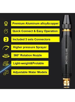 Generic Garden High Pressure Water Sprayer, Copper Booster Spray Nozzle Car Wash Water Pressure Gun High Pressure Nozzle for Garden Hose Tube  - Image 2