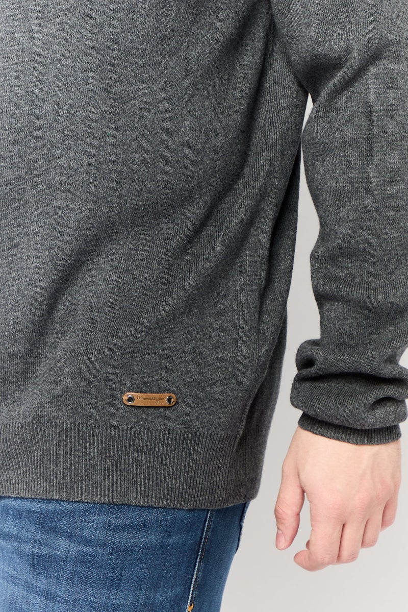 Harmont & Blaine Jeans Men Mock Neck Textured Sweater, Grey - Image 3
