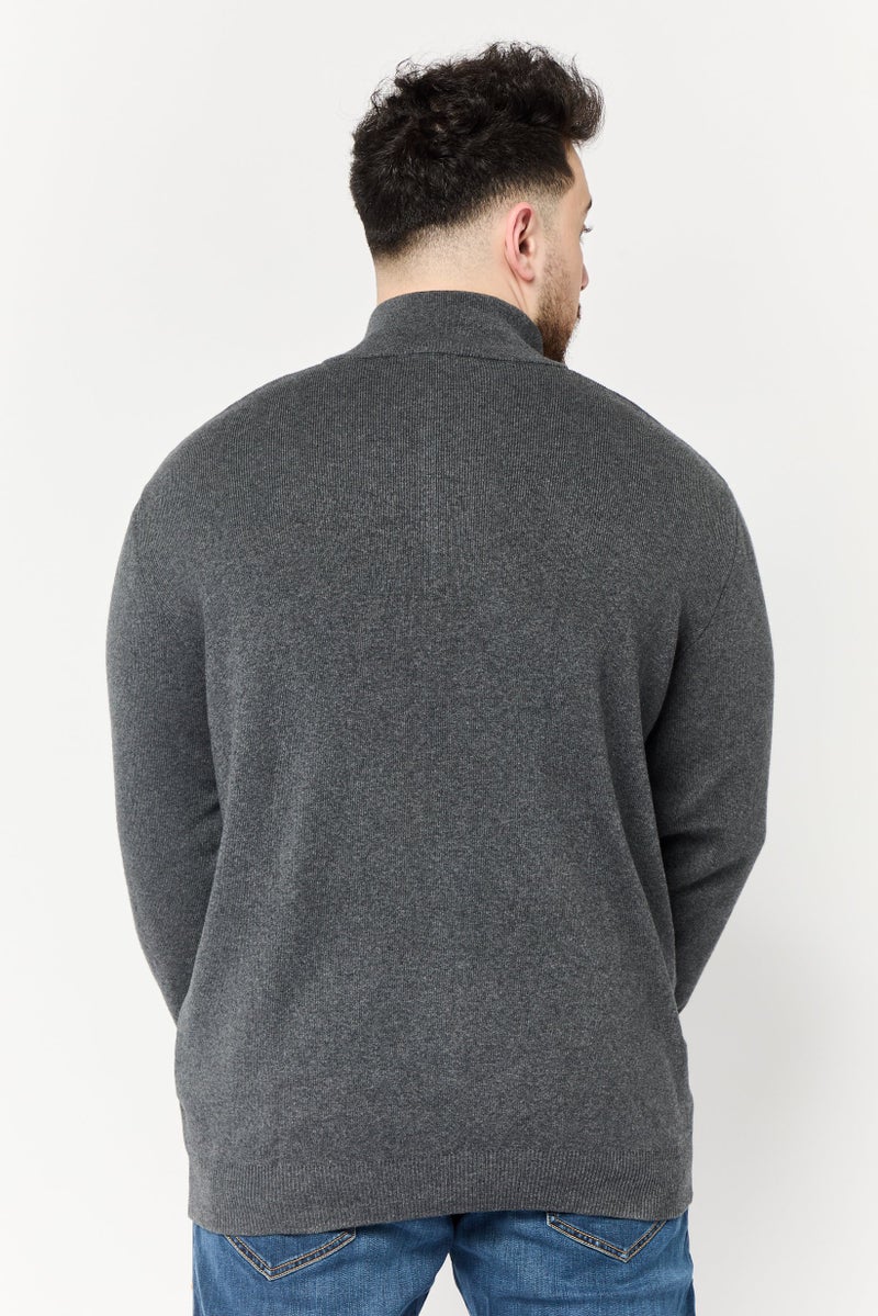 Harmont & Blaine Jeans Men Mock Neck Textured Sweater, Grey - Image 4