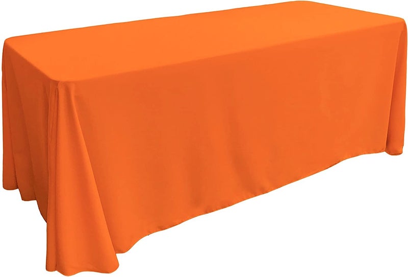 غطاء طاولة مستطيل من بوليستر بوبلين قابل للغسل مقاوم للبقع والتجاعيد 90x132 بوصة للديكور في المطبخ والحفلات والعطلات باللون البرتقالي