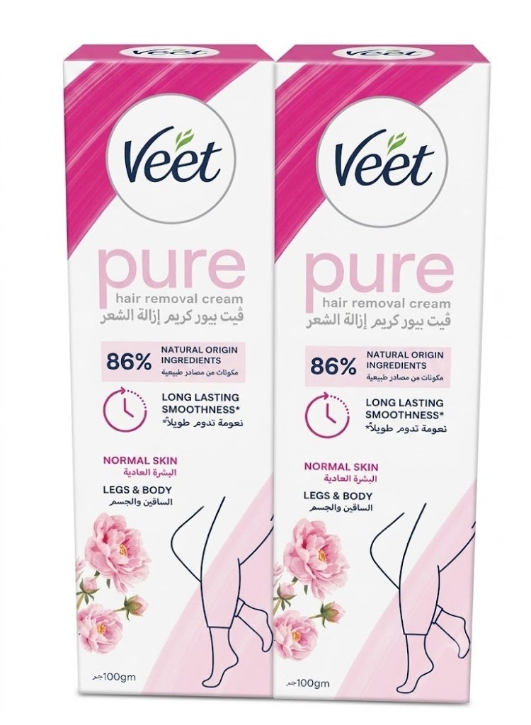 Veet Pure Hair Removal Cream For Normal Skin 100gm Pack Of 2 - Image 1