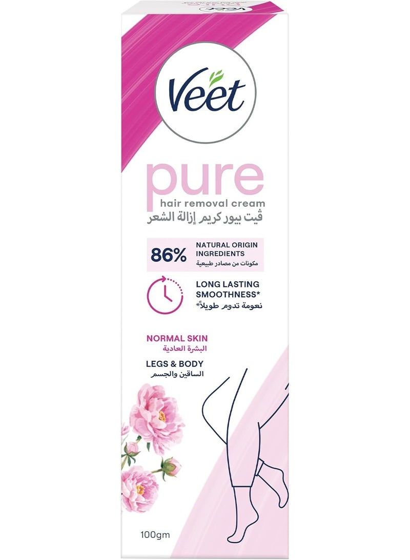 Veet Pure Hair Removal Cream For Normal Skin 100gm Pack Of 2 - Image 2