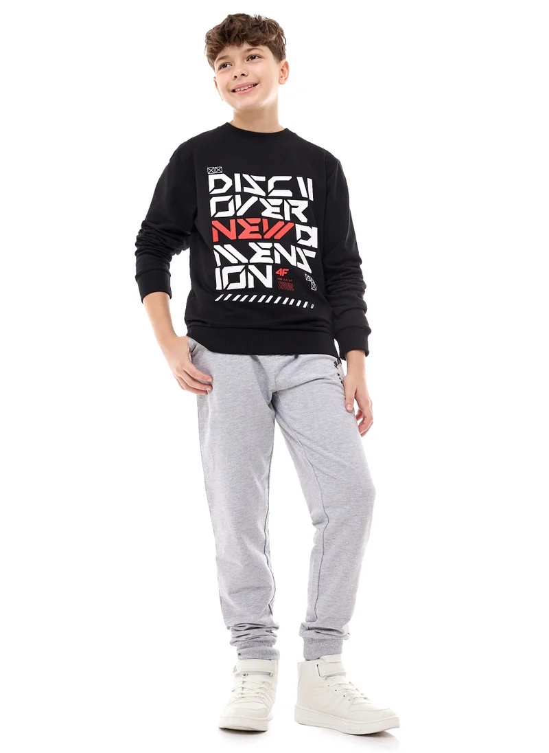 victor and jane Boys' Graphic Printed Sweatshirt "DISCOVER"