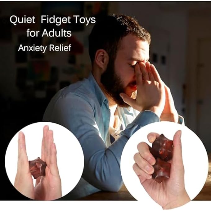 Azonee 2PCS Handheld Sensory Fidget Toys Anxiety Quiet Fidget Toys Stress Relief ADHD Office Desk Roller Gadgets Relieves Stress Toys Wooden Massage Balls Manual Hand Massage Tools for Adults - Image 3