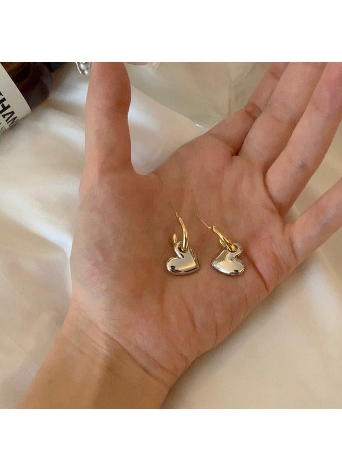Goolsky Minimalist Contrast Heart Stud Earrings for Women – Small Luxury Asymmetrical Love Design, Chic Statement Jewelry  - Image 1