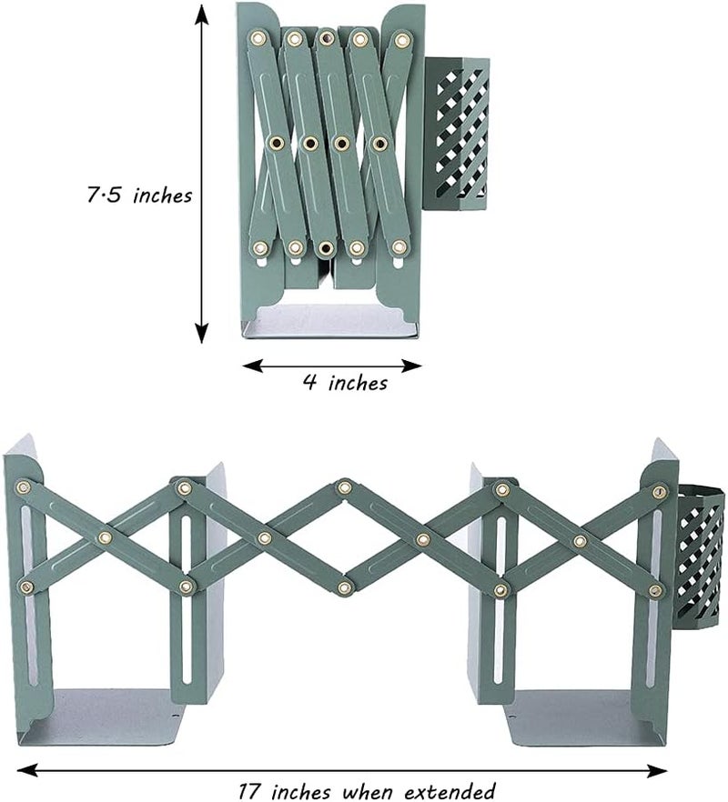 Gardesk Adjustable Bookends Metal Book Ends for Heavy Book Holder Heavy Duty Bookends Nonskid Bookcase Desktop Book Organizer Binder Holder (Blue) - Image 2