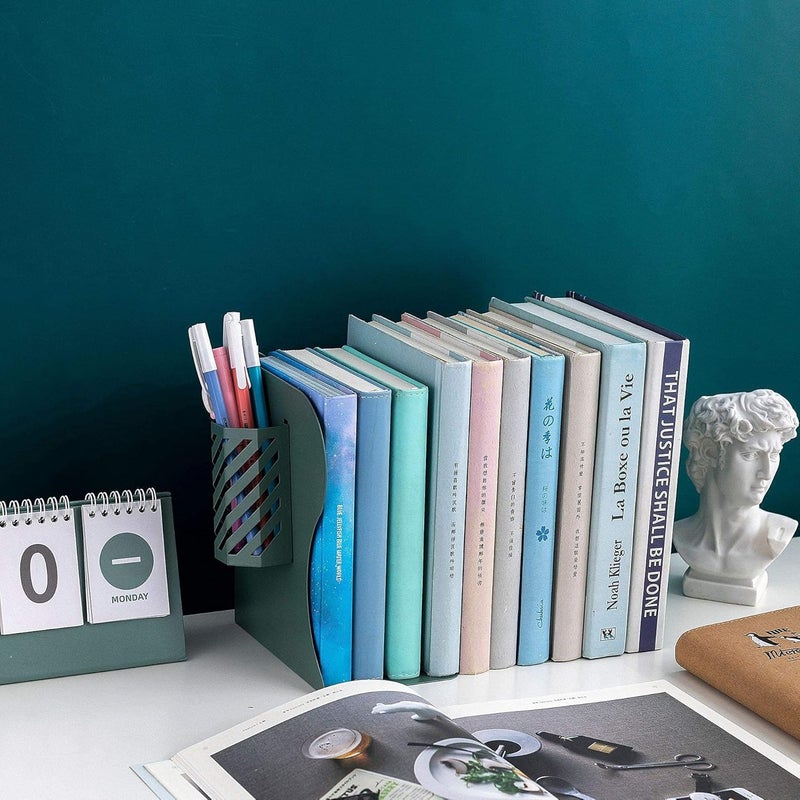 Gardesk Adjustable Bookends Metal Book Ends for Heavy Book Holder Heavy Duty Bookends Nonskid Bookcase Desktop Book Organizer Binder Holder (Blue) - Image 5
