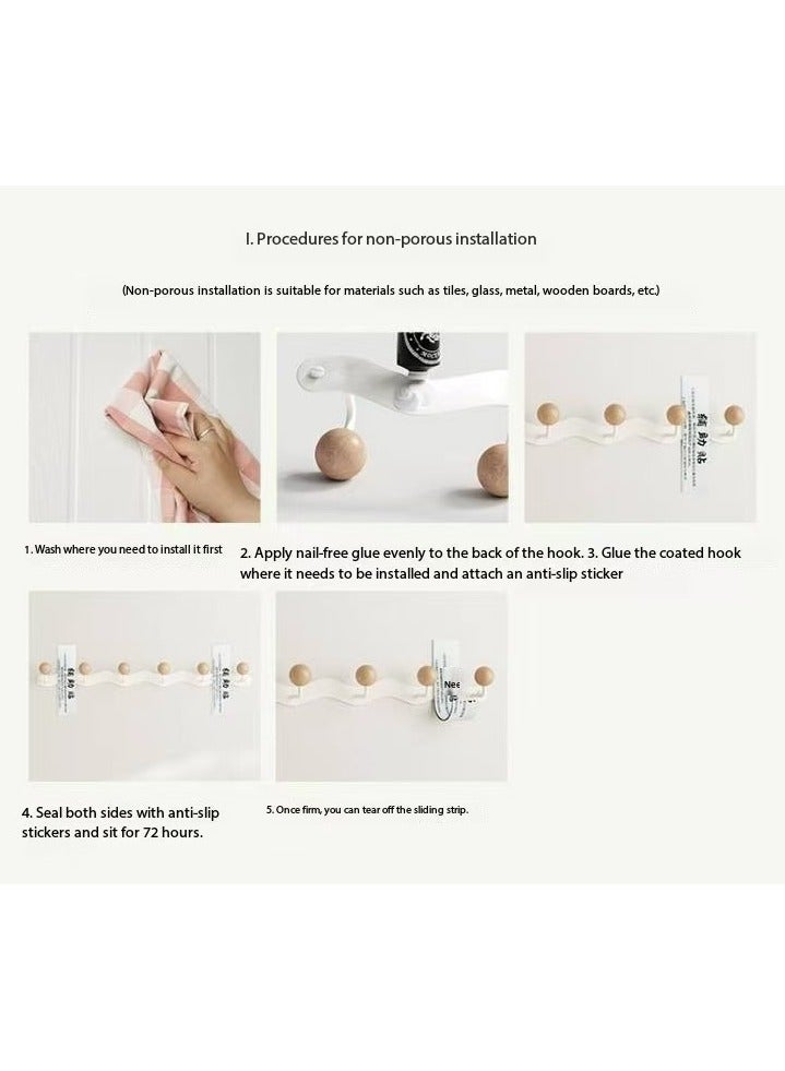 DELGREEN Wall Mounted Coat Hook with 6 Hooks Heavy Duty Coat Hooks Rack Wall Hooks For Hat Robes Keys Towel - Image 4