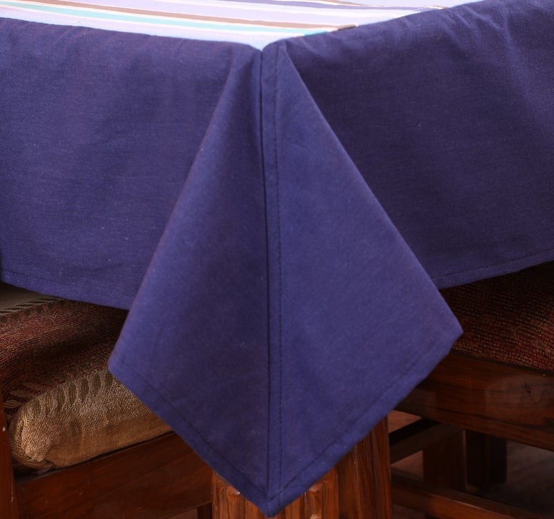 Dekor World Stripe Printed Blue Table Cover with Place Mat & Napkin (Pack of 13) - Image 3