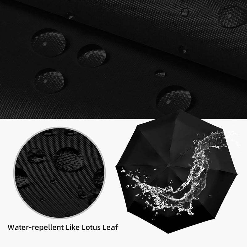 KEEKOS Umbrella, UV Big Size Umbrella for Sun Protection Rain Windproof Strong large 2 fold for men women kids boys girls Perfect small & stylish Windproof & Compact (Black.) - Image 3