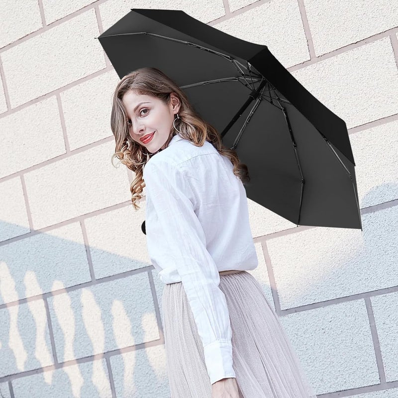 KEEKOS Umbrella, UV Big Size Umbrella for Sun Protection Rain Windproof Strong large 2 fold for men women kids boys girls Perfect small & stylish Windproof & Compact (Black.) - Image 5
