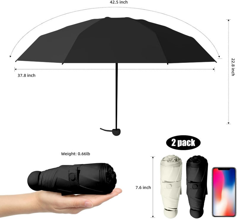 KEEKOS Umbrella, UV Big Size Umbrella for Sun Protection Rain Windproof Strong large 2 fold for men women kids boys girls Perfect small & stylish Windproof & Compact (Black.) - Image 2
