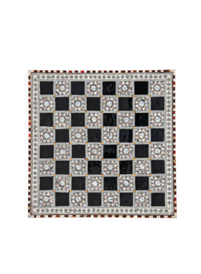 Handmade Wooden Chessboard Panel Inlaid with Natural & Australian Mother of Pearl (Without Pieces), Multicolor - Size 40x40 cm - Image 2