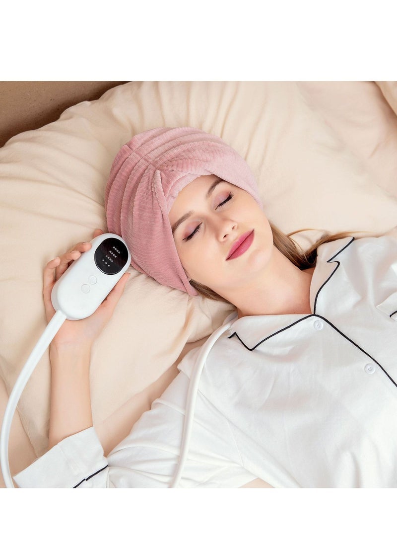 general Smart Air Pressure Head Massage Sleep Aiding Wireless Head Scalp Massager Heat Hot Compress Relieve Headache Pain Insomnia (Pink) - Image 1