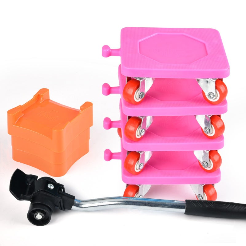 New Moving Artifact, Moving Moving Device, Five-Piece Set of Heavy Objects, Convenient Moving Tool, Moving Tool([8-piece universal wheel] [Rose Red]) - Image 1