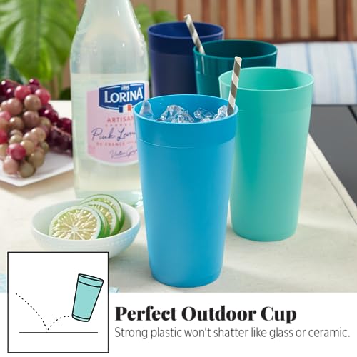 US Acrylic Newport 20 ounce Unbreakable Plastic Stackable Water Tumblers in 4 Coastal Colors | Set of 12 Drinking Cups | Reusable, BPA-free, Made in the USA, Top-rack Dishwasher and Microwave Safe - Image 5